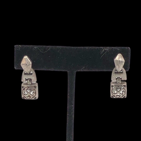 BRIGHTON TRIBECA Heart Scroll Silver Post Drop Dangle Earrings - Picture 7 of 7